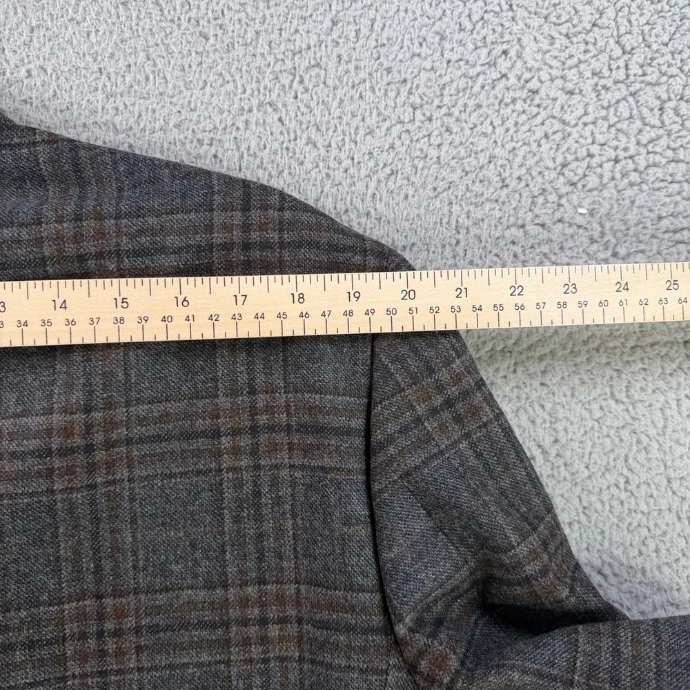 Brooks Brothers Sport Coat Mens 46L Gray Plaid Madison Wool Lanificio di Pray